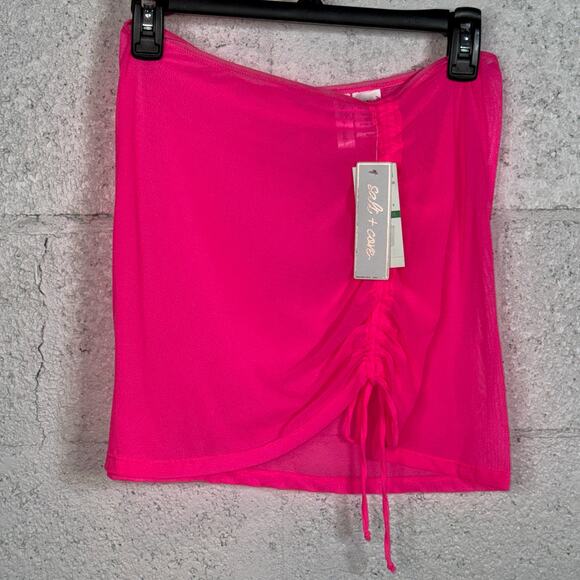 Salt + Cove Juniors' Mesh Printed Sarong Swim Skirt Cover-Up pink L/XL - Picture 1 of 5